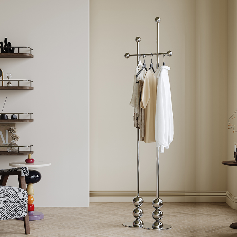 Minimalist Clothes Rack Stainless Steel Garment Stand Modern Luxury Bedroom Garments Organizer Standing Coat Hanger for Home