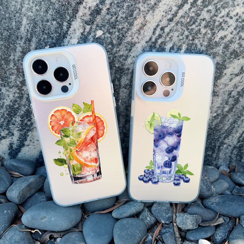 Etui na telefon iPhone 13 12 Mini 11 Pro Max 17 16 15 14 Pro Max 15 Plus z motywem 2D kreskówkowych napojów, odporne na wstrząsy, laserowe etui ochronne Fundas