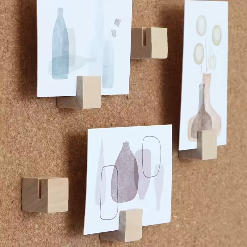 10 chinchetas cuadradas de madera con ranura para tarjetas + alfileres con marco en H, para manualidades, decoración del hogar y organización creativa