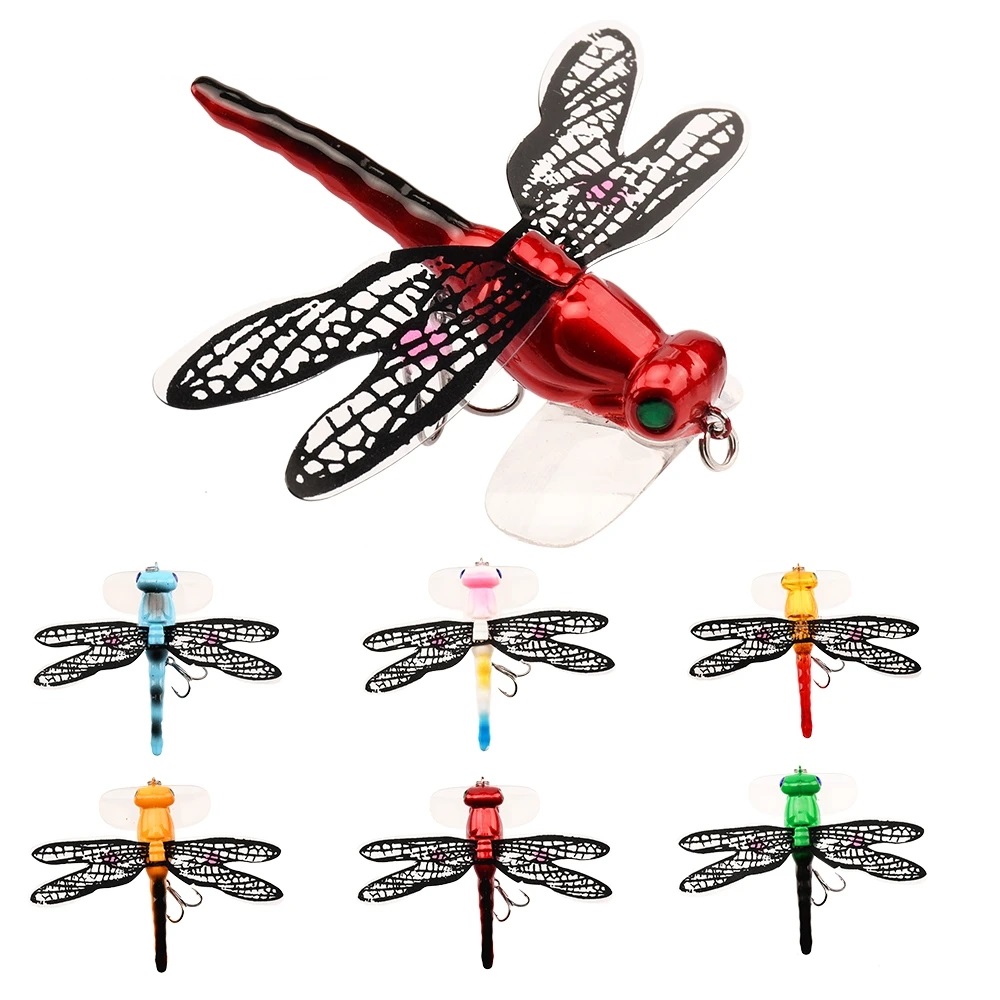 Topwater Dragonfly แมลงวันแห้งแมลง Fly Fishing Lure 6.2g 75mm ปลาเทราท์ Popper เหยื่อประดิษฐ์ Wobblers สําหรับ Trolling Hard Lure 1 ชิ้น
