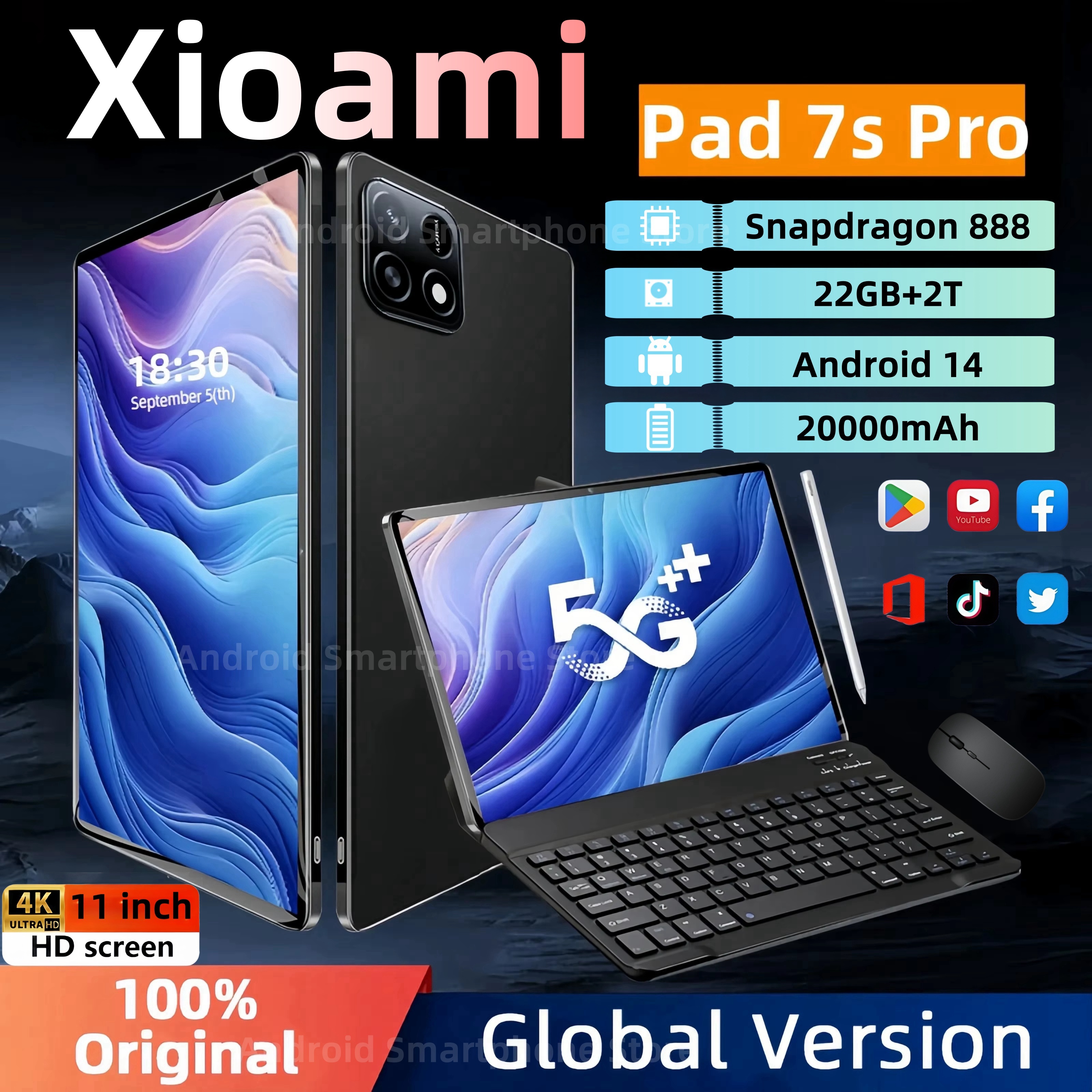 2025 Original Global Version Xioami Pad 7S Pro Tablets 22GB+2TB Android14 11 Inch 20000mAh 5G Dual SIM WiFi GPS WPS Tablet PC