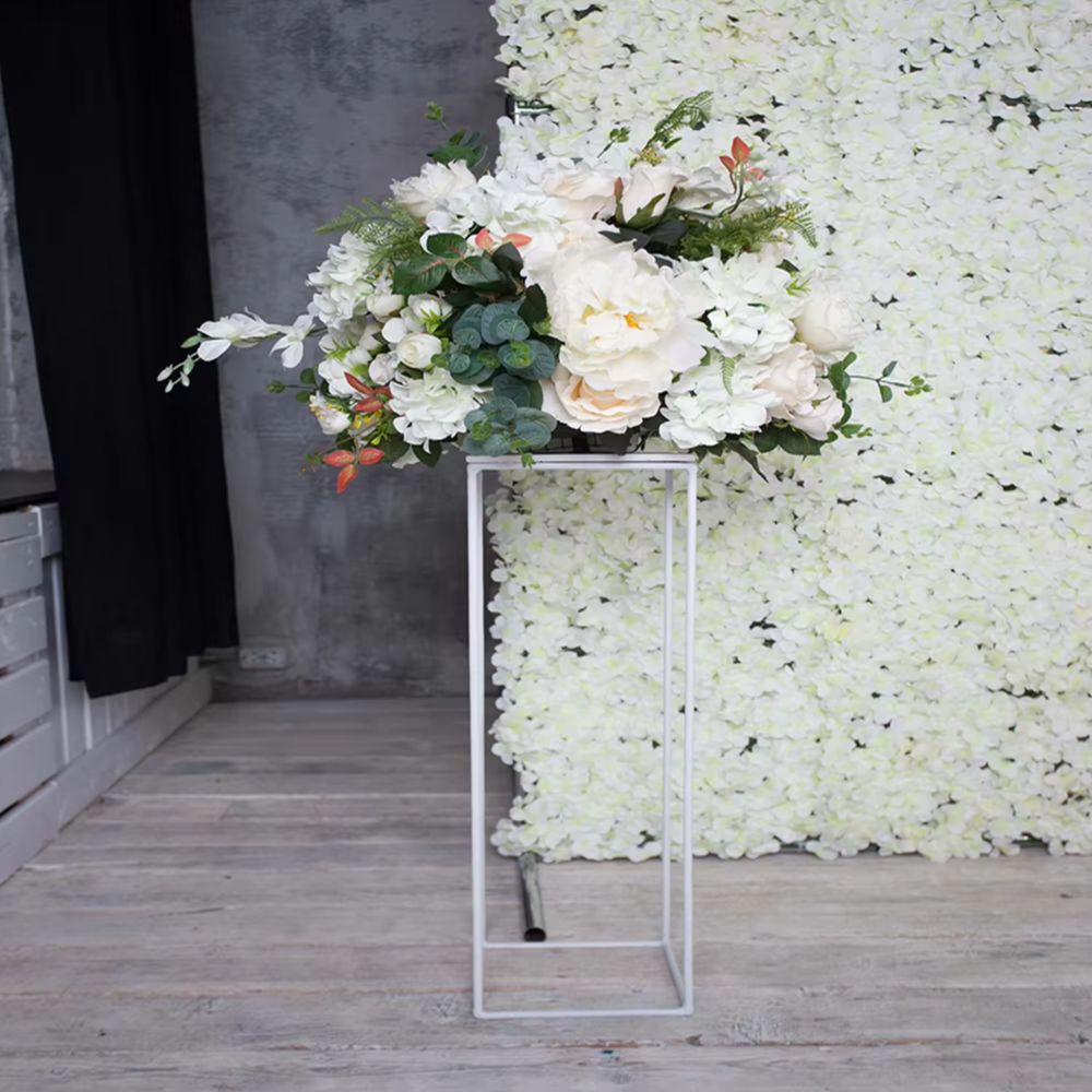 Soporte de flores de columna blanca/dorada para decoración de boda