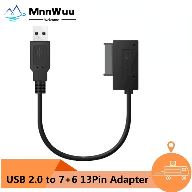 USB-адаптер MnnWuu для ПК 6P + 7P CD DVD Rom SATA к USB 2,0, адаптер slim Sata 13 Pin, кабель привода для ПК, ноутбука, ноутбука