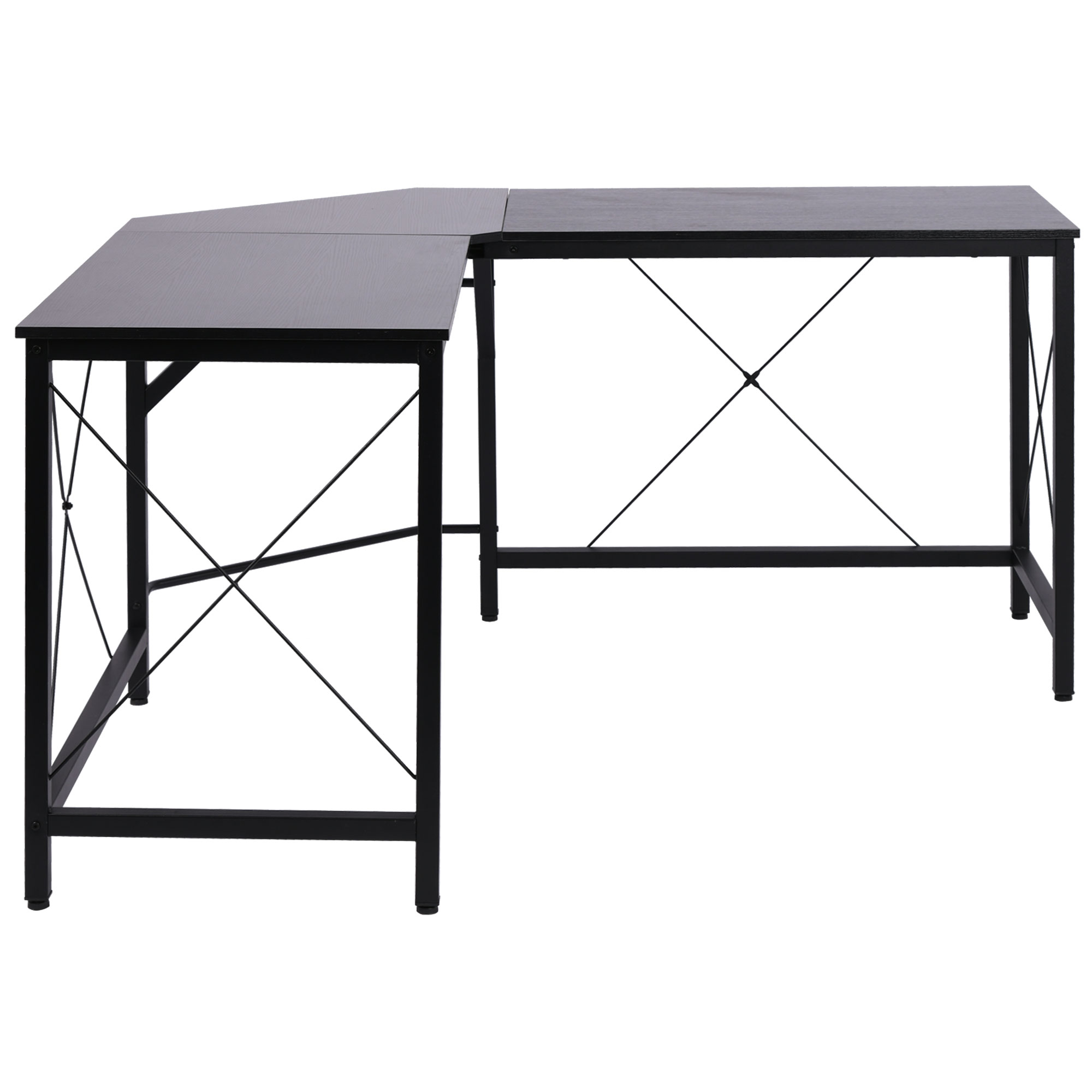 HOMCOM L-förmiger Schreibtisch mit Stahlrahmen 150x150x76 cm schwarz