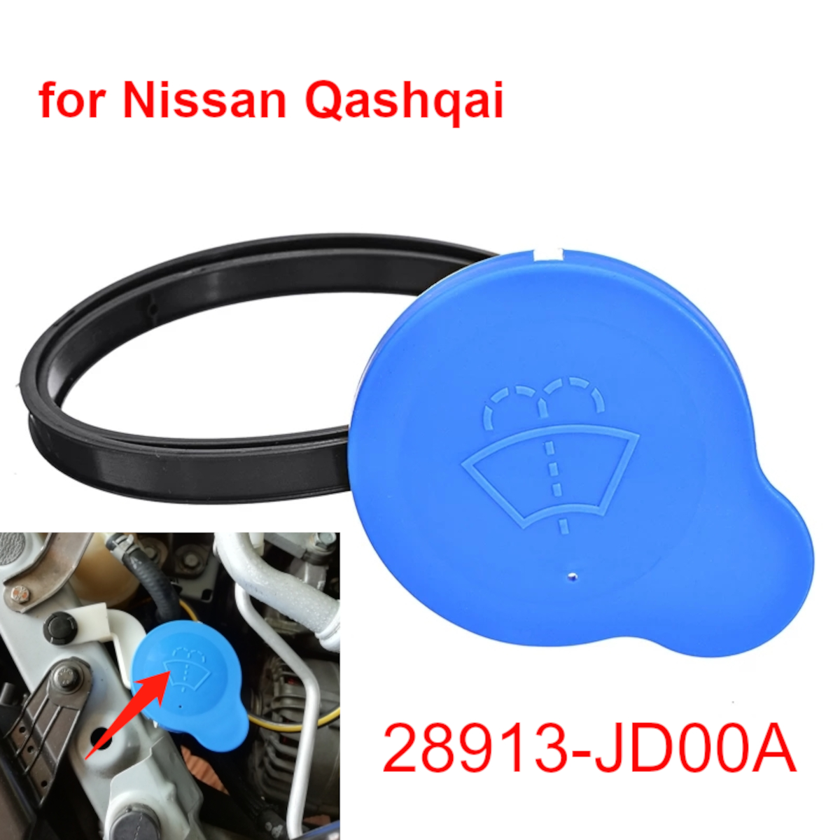 28913JD00A for Nissan Qashqai J10 Windshield Washer Fluid Filler Reservoir Tank Bottle Cover Cap Lid