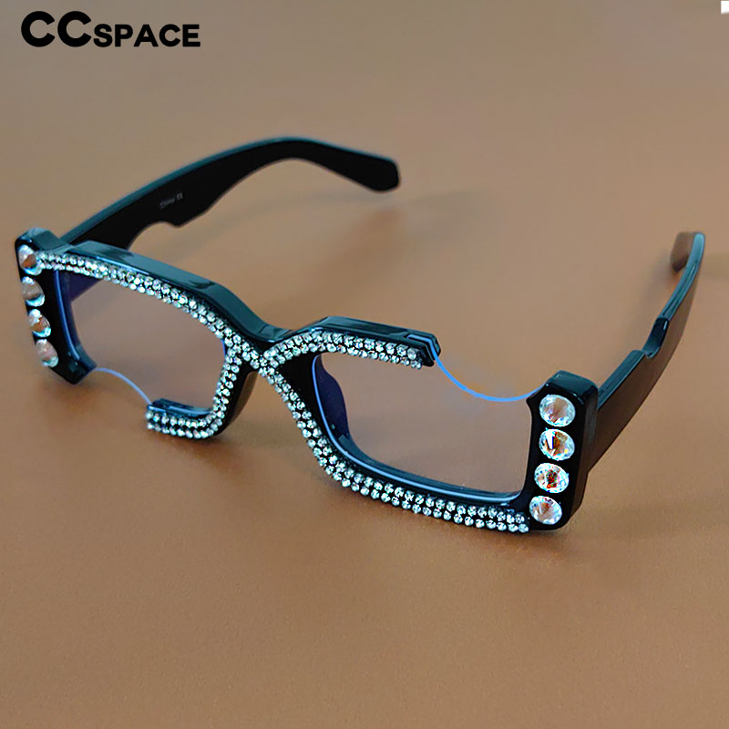 53614 Montature per occhiali da donna di lusso con diamanti quadrati anti blu Occhiali da vista per computer di moda Occhiali da vista rettangolari rosa