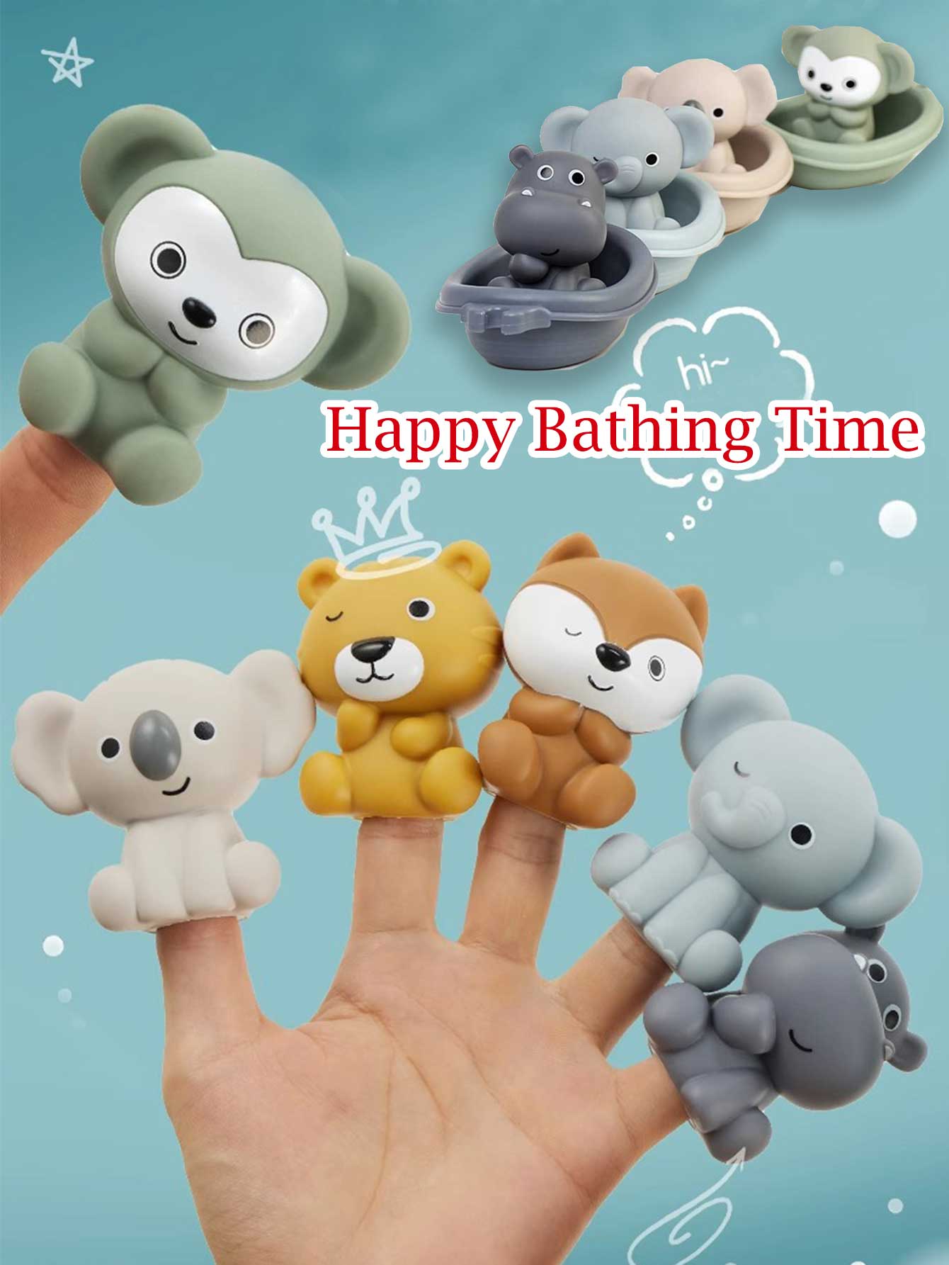 Juego de Barcos de Baño de Silicona Suave con Forma de Animales, Lindos Animales con Barcos Flotantes, Juguetes Sensoriales para el Baño para Bebés y Niños Pequeños