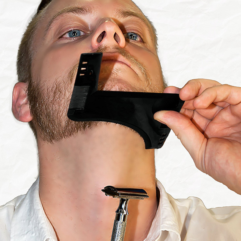 Plantilla de estilismo de barba para hombre, plantilla, peine para Barba, ligero y Flexible, se adapta a herramienta todo en uno, herramienta para dar forma a la barba, 1 ud.