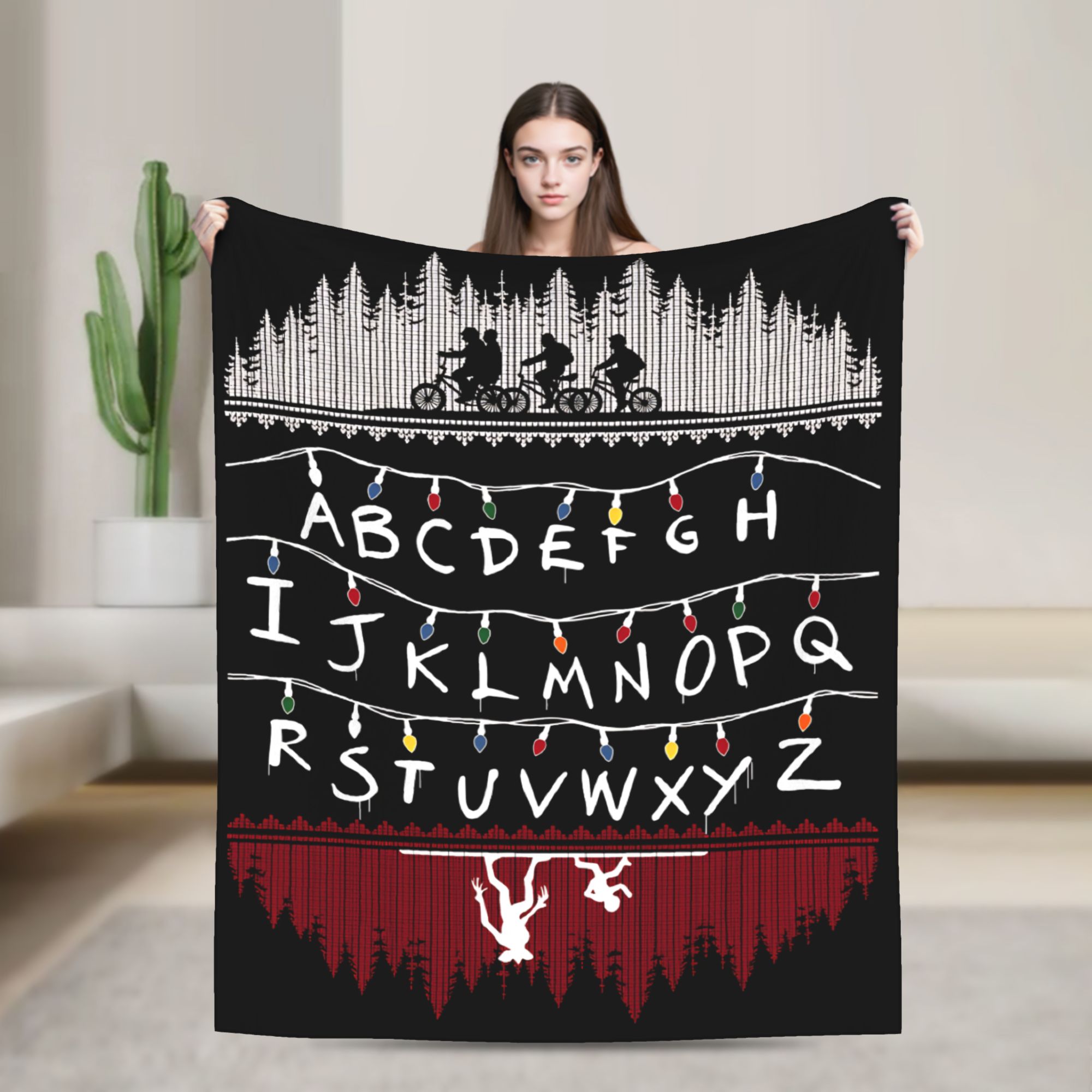 Теплое одеяло для пикника, странное одеяло с алфавитом, фланелевое покрывало для домашнего декора, удобное покрывало для дивана-кровати