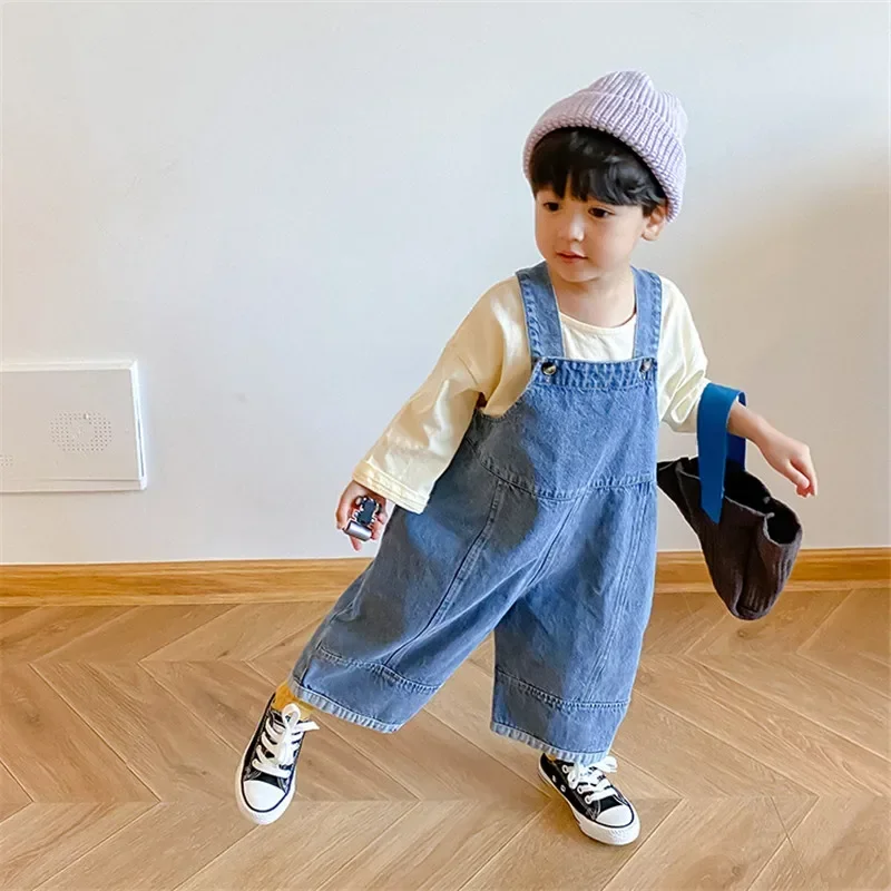 Herbst Neuheit: Lässige Kinder-Latzhosen für Jungen und Mädchen – Vielseitige Jeanshosen für Frühling und Herbst, einfarbige Outdoor-Hosen für 1-7 Jahre, Kinder-Latzhosen