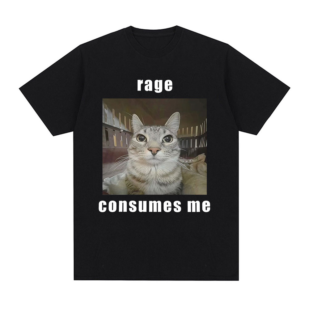 Rage me come gato engraçado memoji camiseta gráfica moda retro manga curta camiseta feminina casual verão streetwear y2k