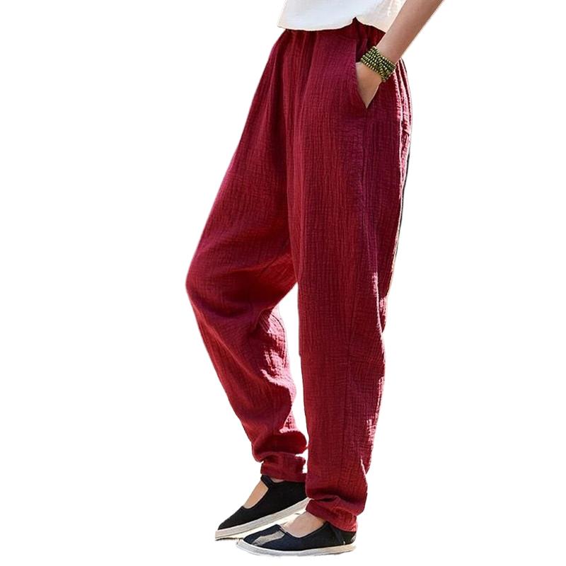 Plus size cotone lino Harem pantaloni donna estate elastico in vita colori caramella pantaloni hip hop autunno pantaloni vintage 5XL 6XL