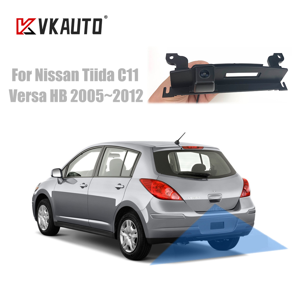 VKAUTO – caméra de recul pour voiture, pour Nissan Tiida C11 Pulsar lato Versa, trappe 2005 ~ 2013 CD HD, Vision nocturne, aide au stationnement