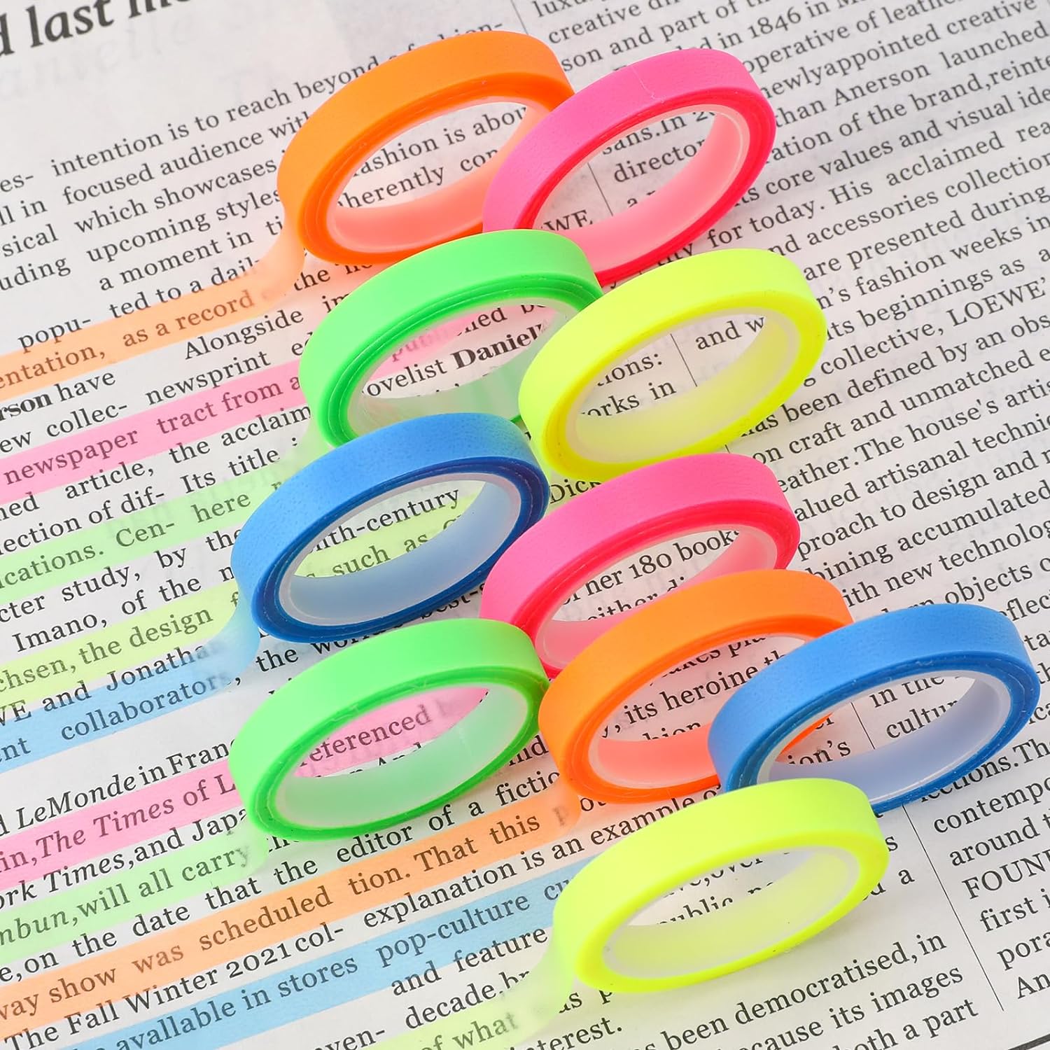 5 ม้วน 5 สีสติกเกอร์โปร่งใสเรืองแสงดัชนีแท็บธง 5 M Sticky Note เครื่องเขียนของขวัญเด็กโรงเรียนอุปกรณ์สํานักงาน