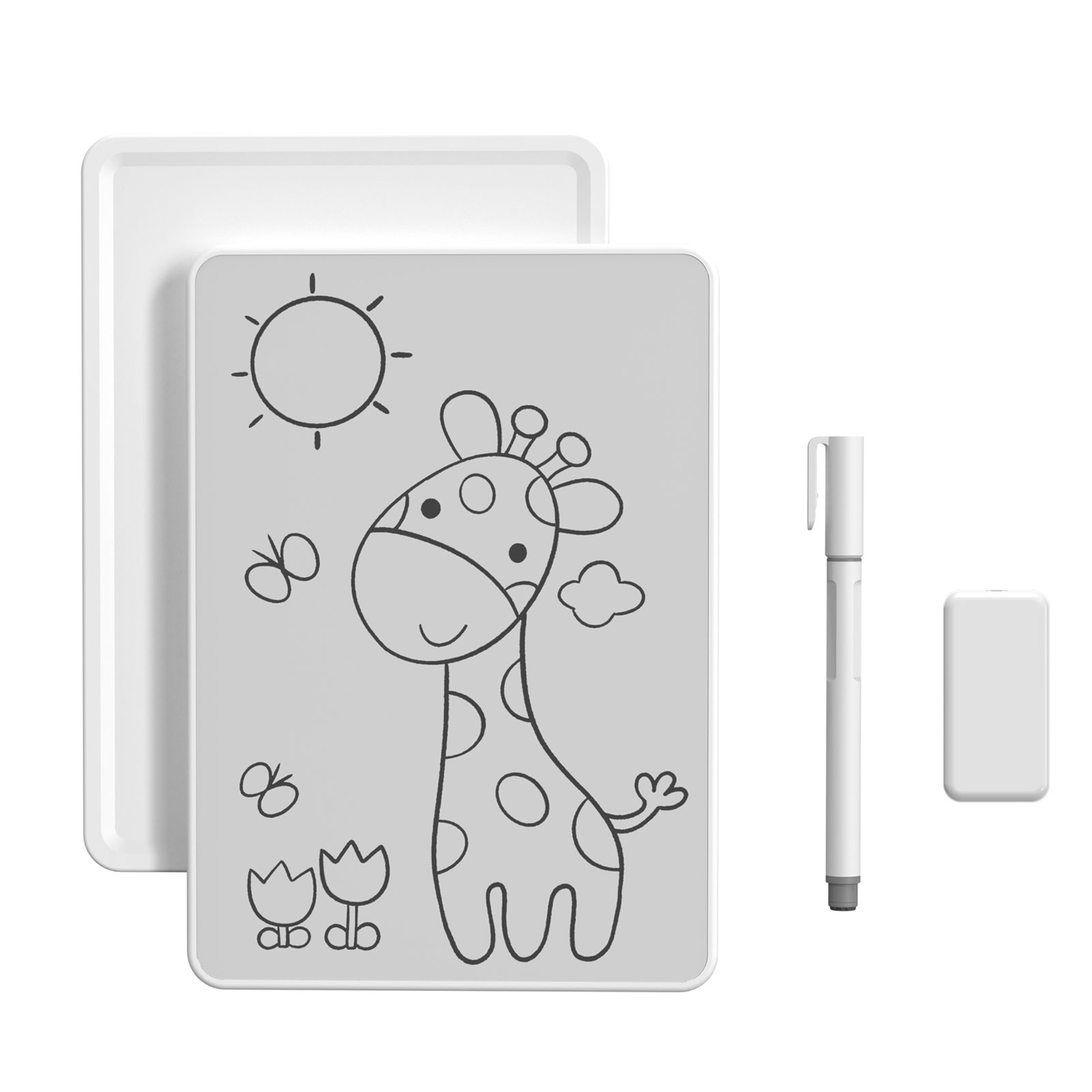 A4-Magnet-Schreibtafel, lokales löschbares Whiteboard zum Zeichnen, Notizen, Skizzieren, randloser weißer Hintergrund, Wort, 0,8-mm-Stift