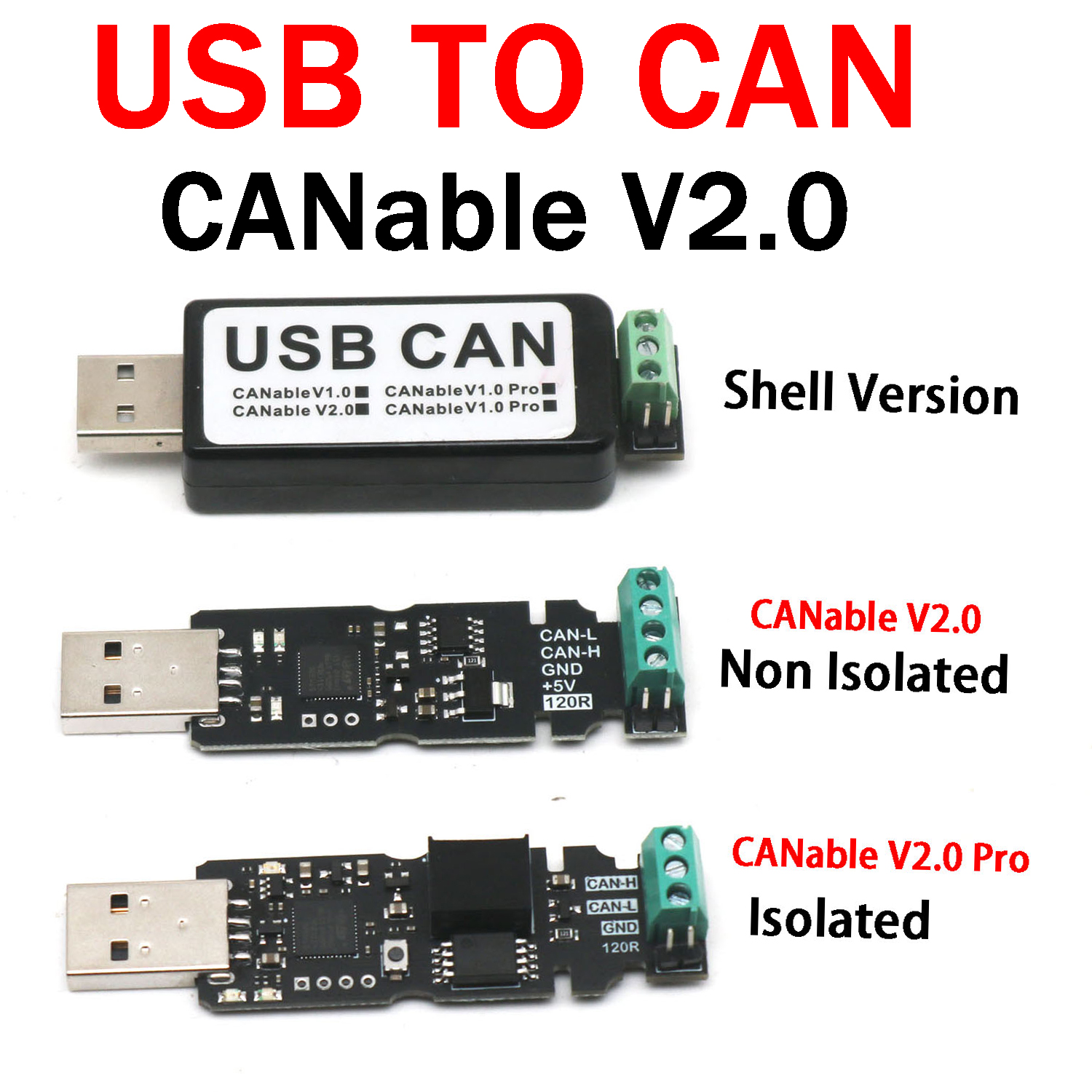 CANable V2.0 USB To CAN Bus Protocol Analysis Converter Transceiver USBCAN adapter Candlelight CAN-FD SLCAN Firmware Cangaroo