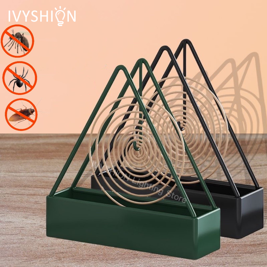 Porte-bobine anti-moustiques Anti-brûlure avec plateau, support d'encens créatif en fer forgé de forme triangulaire, outil de décoration pour la maison