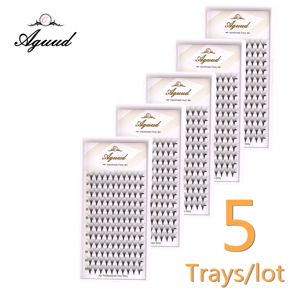 AGUUD   5 bandejas/lote Raízes Finas Slim Base Premade Fans Lash Sharp Pointy Base Promade Russo Volume Fans Extensões de cílios Falso Mink