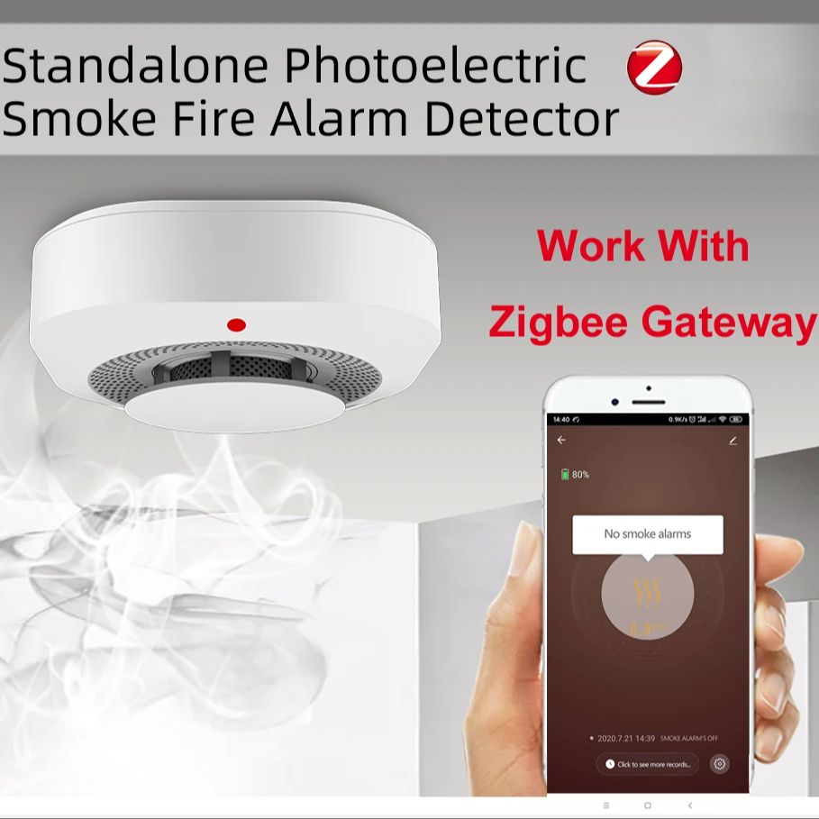 Detector de humo inteligente Tuya Zigbee, Sensor de alarma contra incendios, sistema de seguridad para el hogar, bomberos que funcionan con Hub de enlace