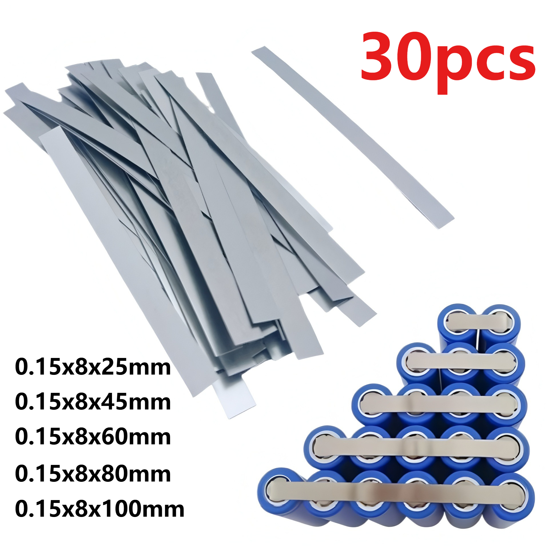 30 Stuks Vernikkeld Stalen Strip Nikkel Plaat Band Strip Vellen Voor 18650 Batterij Puntlassen Machine Lasser Puntlasser