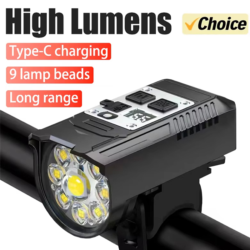 9 led luz dianteira da bicicleta recarregável luz com chifre mtb luzes de cabeça ciclismo lâmpada segurança para equitação noturna
