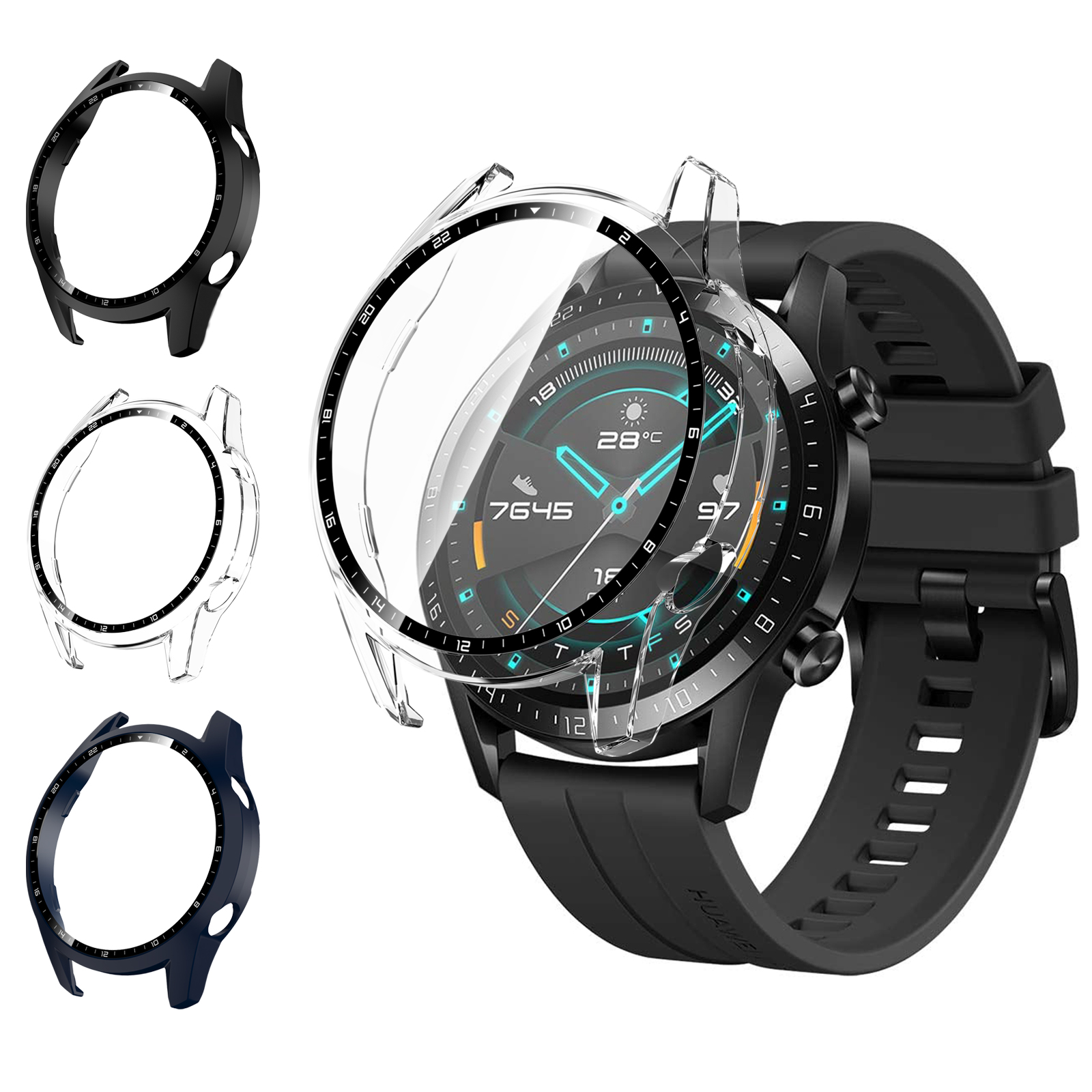 Чехол из закаленного стекла для Huawei Watch GT2 46 мм, чехол с полным покрытием, бампер, защитная пленка для экрана для Huawei Watch GT 2 46 мм, корпус