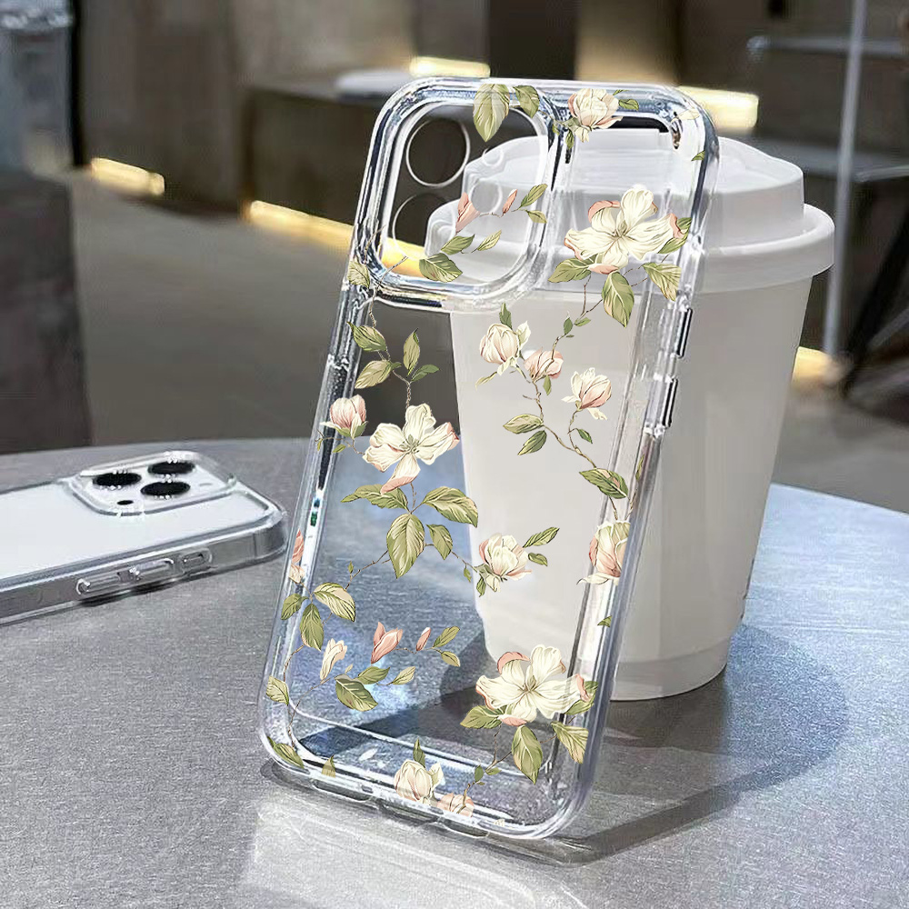 Etui na telefon z motywem kwiatowym do iPhone'a 11, etui na iPhone'a 15 17 13 12 14 16 Pro Max X XR 7 8 Plus 17 Air SE 2, miękki silikonowy pokrowiec odporny na wstrząsy