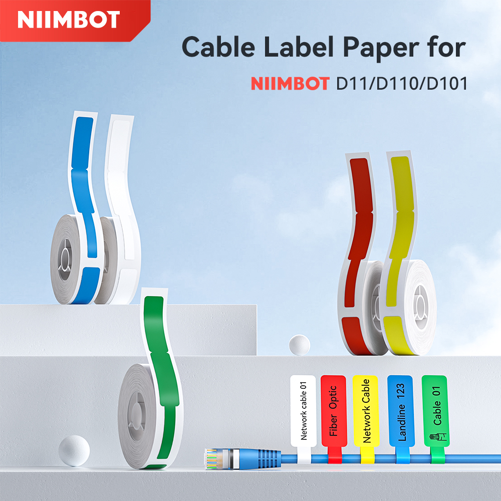 Kleur Kabel Label voor Niimbot D11 D110 D101 H1S Pinter Kleurrijke Netwerkkabel Etiketten Tags Zelfklevende Sticker Organizer