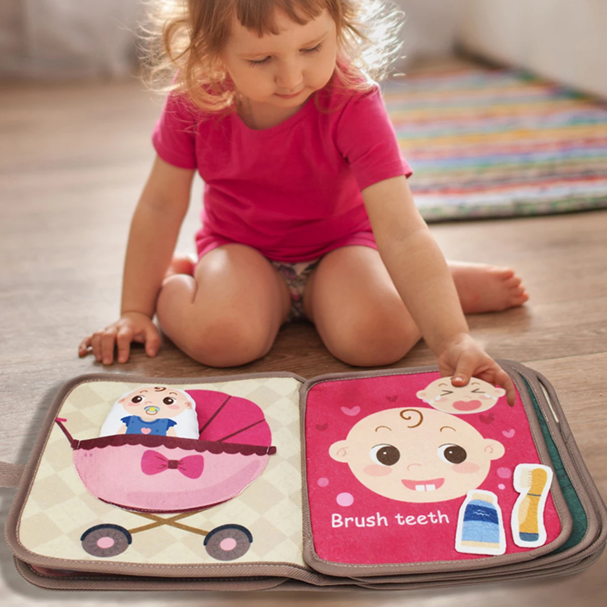 1 szt. Książeczka Montessori dla niemowląt, wczesna edukacja, zabawka-puzzle, książeczka materiałowa do poznawania zwierząt, książeczka do powtarzania i zabawki sensoryczne