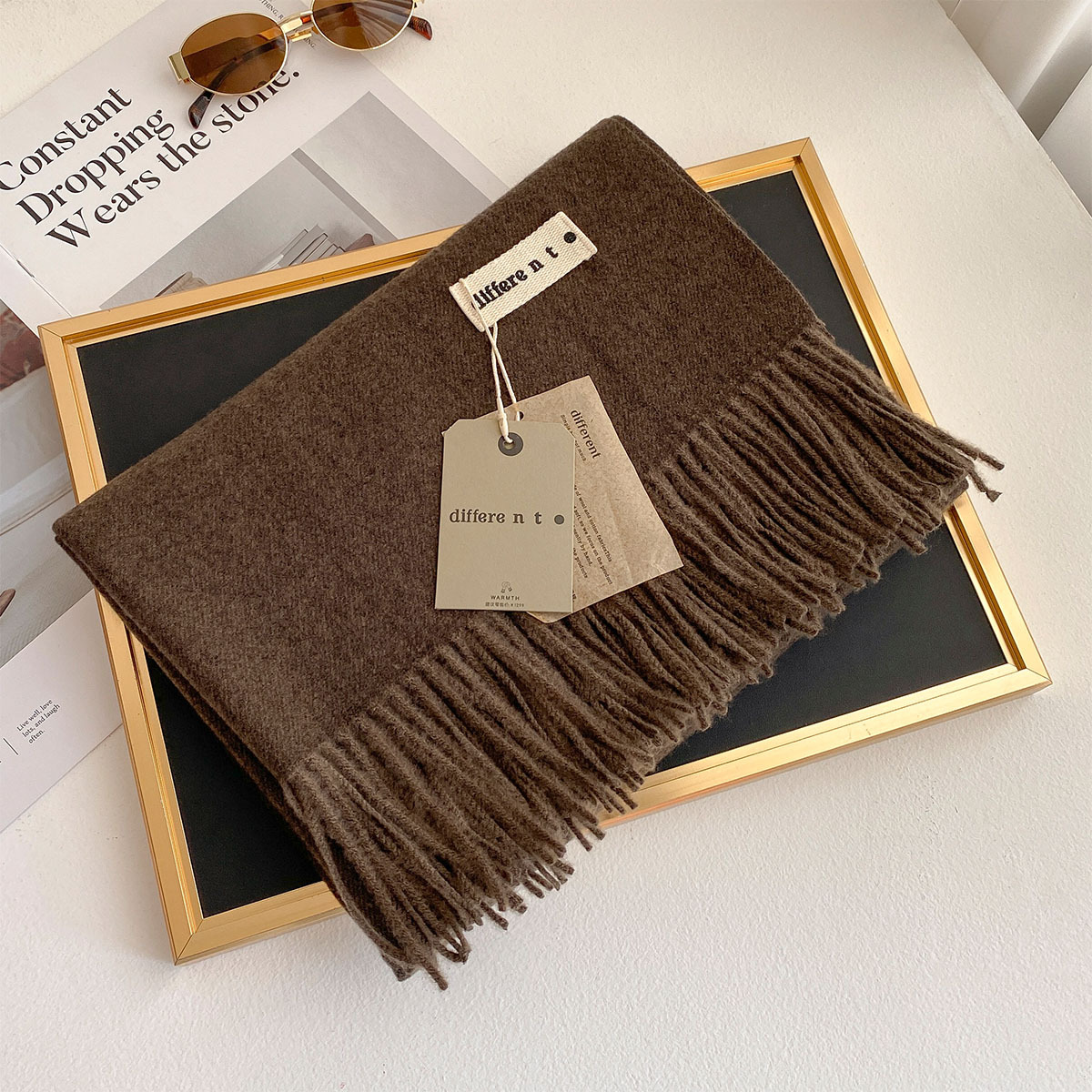 Sciarpa invernale Donna Sciarpa di cashmere autunno inverno di lusso Scialle caldo addensato Nappe classiche Sciarpa soffice Scialle morbido tinta unita