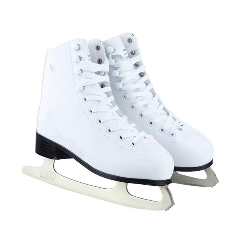 Patins à glace en cuir véritable, confortables avec lame épaisse pour enfants, chaussures chaudes et sûres et imperméables en PVC pour débutants