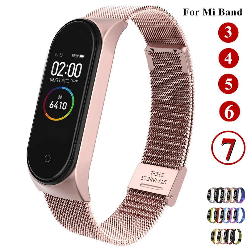 สำหรับ Xiaomi Mi Band 7 3 4 5 6นาฬิกาข้อมือโลหะสร้อยข้อมือสเตนเลสสกรู MIband สำหรับ Mi Band 7 6 4 3 5สายคล้องสายรัดข้อมือ