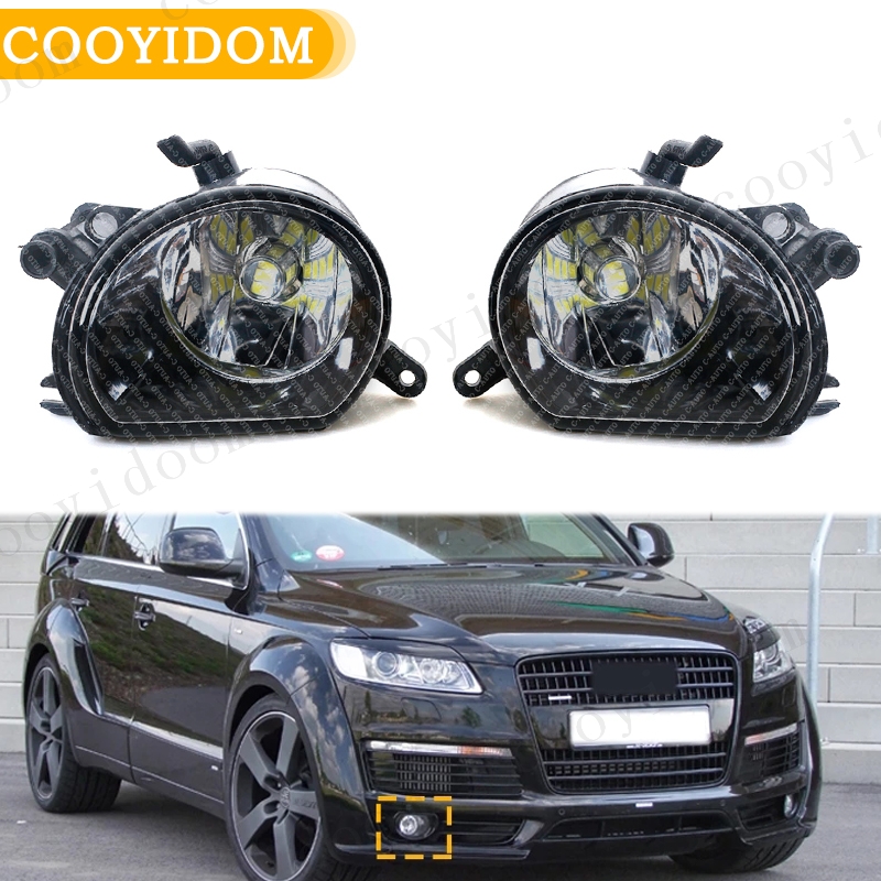 Car LED Front Fog Light Fog Lamp With LED Bulbs For Audi Q7 2010 2011 2012 2013-2015 4L0941699 4L0941700 foglights