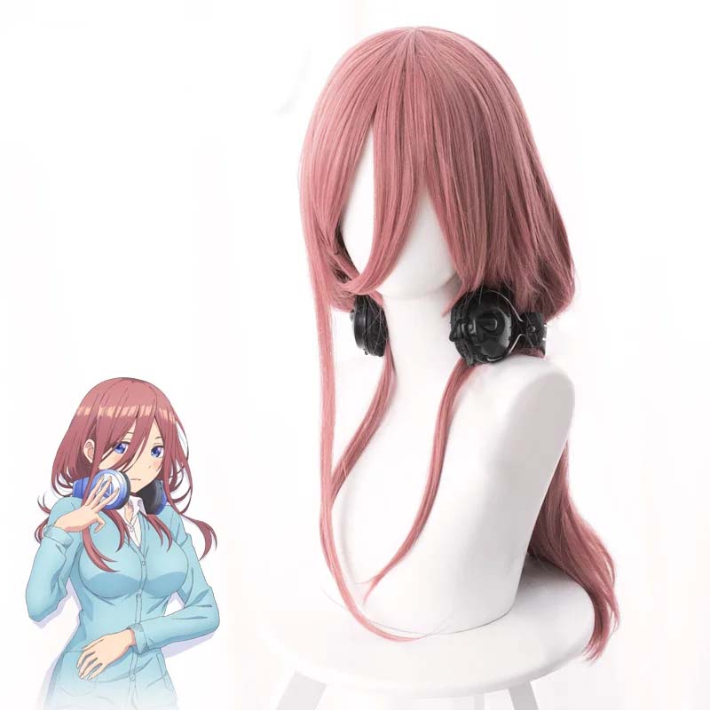 วิกผมคอสเพลย์อนิเมะสีชมพูเข้ม 50 ซม. ทนความร้อน คุณภาพสูง Gotoubun The Quintessential Quintuplets วิกคอสเพลย์ นานาคาโนะ มิกุ