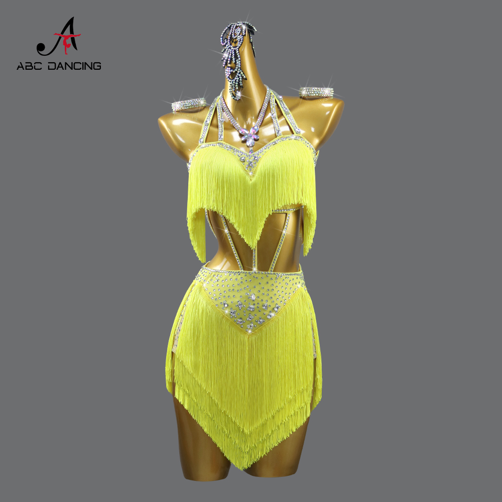 Costume da ballo 2026 per ragazza, gonna con frange, vestito latino, abbigliamento da pratica, tuta da palcoscenico da donna, elegante abito da performance femminile