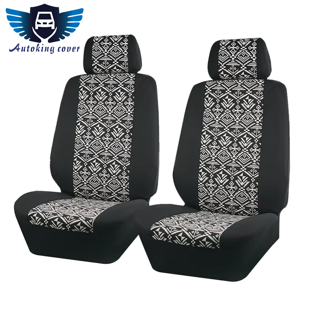 Universal Car Seat Cover Polyester Cloth Sandwich Color Strip Cloth Seat Car Cover With 3 Zippers Fit Most Car SUV Truck Van