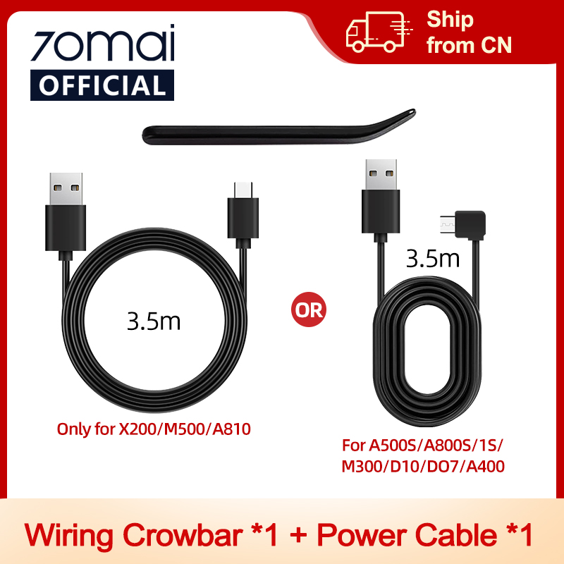 Kabel ładujący 70mai Type-C do 70mai A810 X200 M500 i kabel Micro USB do 70mai 4K A800S 70mai A500S 1S M300 A200 M200 S500