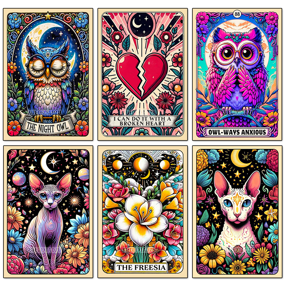 5D bricolage chat persan Tarot carte diamant peinture Kit Art strass point de croix Kits à la main diamant mosaïque broderie cadeau