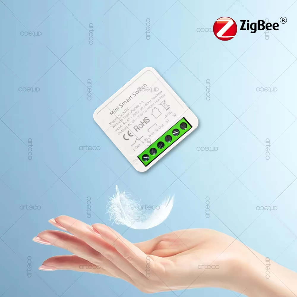 16A Mini ZigBee สมาร์ทโมดูลสวิทช์ DIY Light Relay Breaker ชีวิตอัจฉริยะ App Control, home Automation ทํางานร่วมกับ Alexa Google