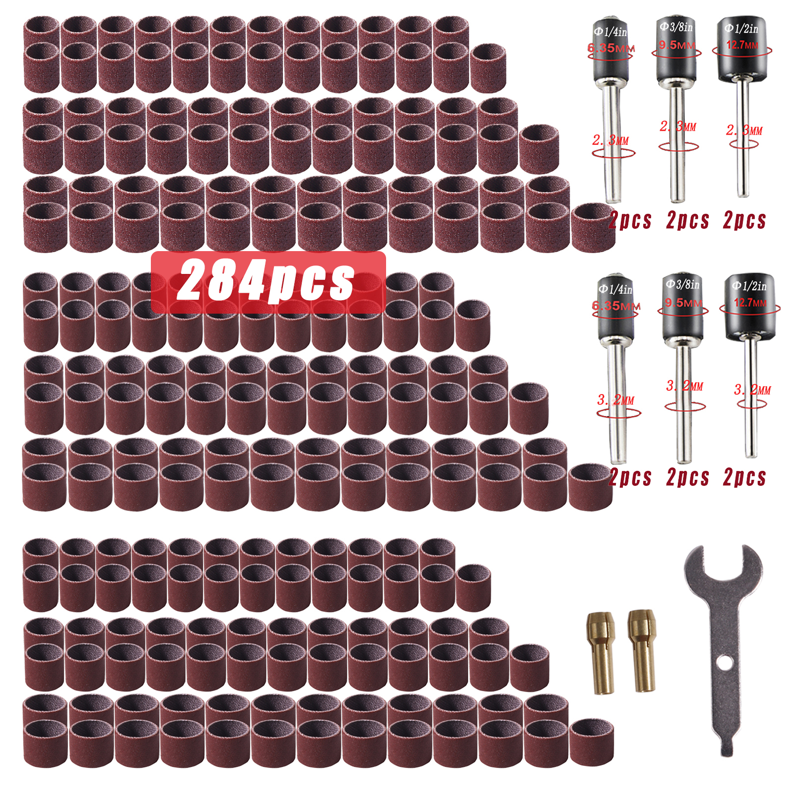 284 pçs kit de tambores de lixamento para dremel lixa bandas bits ferramenta rotativa acessórios lixadeiras mandris para broca carpintaria