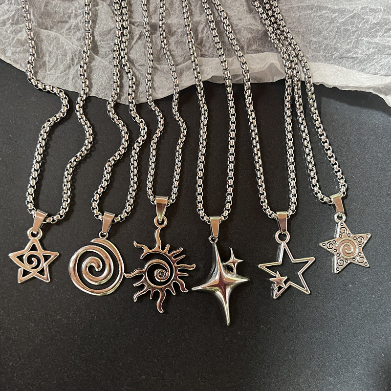 Silver Plated Whirlpool Sun Necklace For Women Irregular Geometric Pendants Necklaces Jewelry