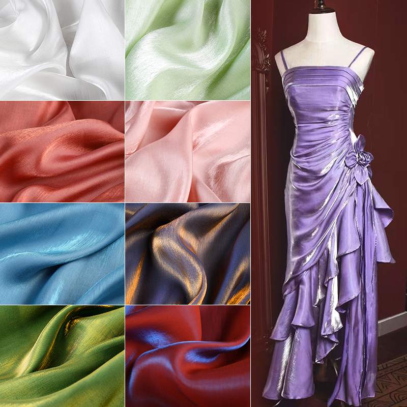 Tissu en Satin dégradé 100x150cm, pour chemise et robe, matériel de couture fait à la main au mètre
