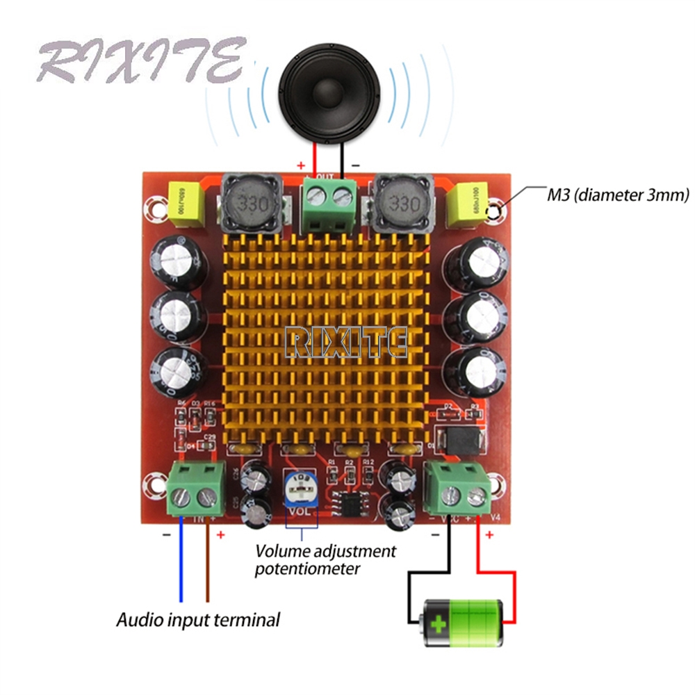 Placa amplificadora de Audio Digital de mono canal de 150W TPA3116DA TPA3116 D2 Clase D Placa amplificadora de sonido XH-M544 DC 12V 24V