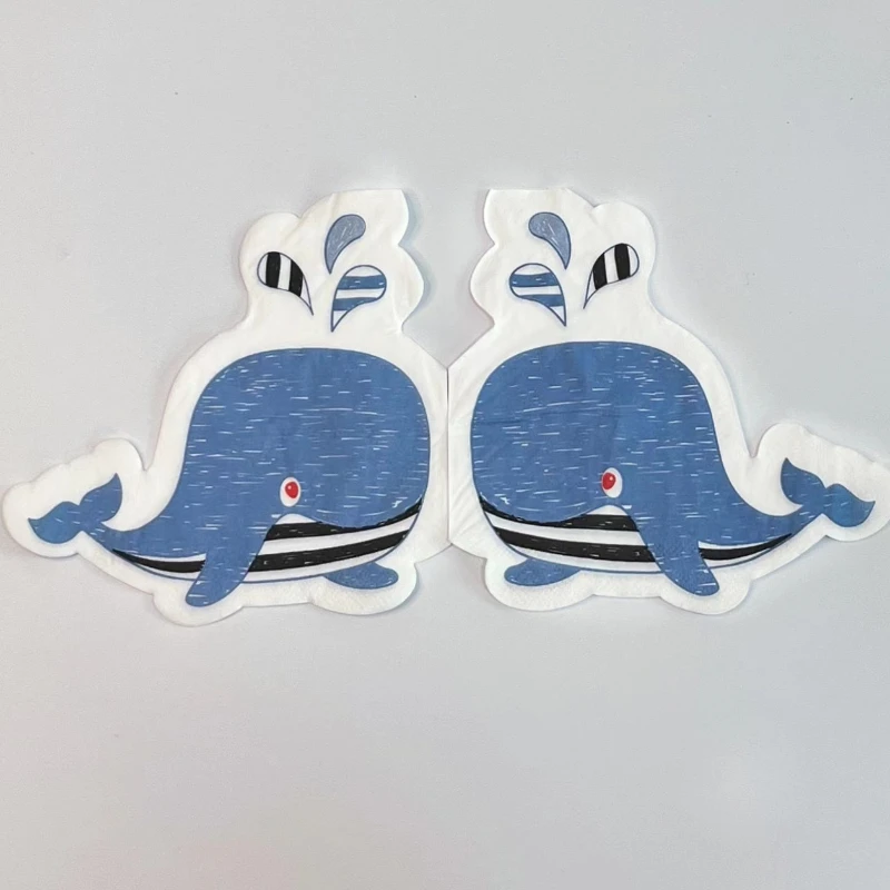 Children's Cartoon Whale Shaped Colourful Printed Napkin Decorative Paper Napkin Mouth Cloth Birthday Party Dessert Placemats
