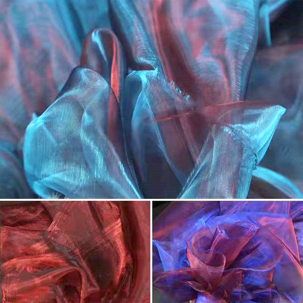 39x59in dois tons sheen gradiente organza gaze tecido para fazer costura feminino noiva véu baile de formatura saia traje tule artesanato materiais