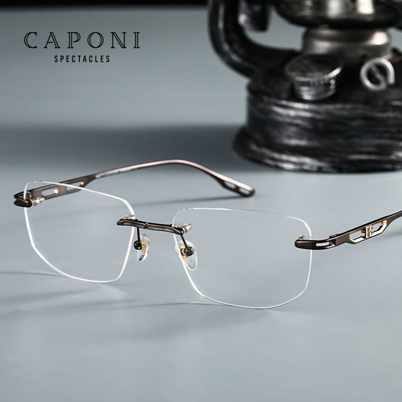 CAPONI-gafas Vintage de titanio puro para hombre, montura Original, protección UV400, diseñador de marca famosa, J23051