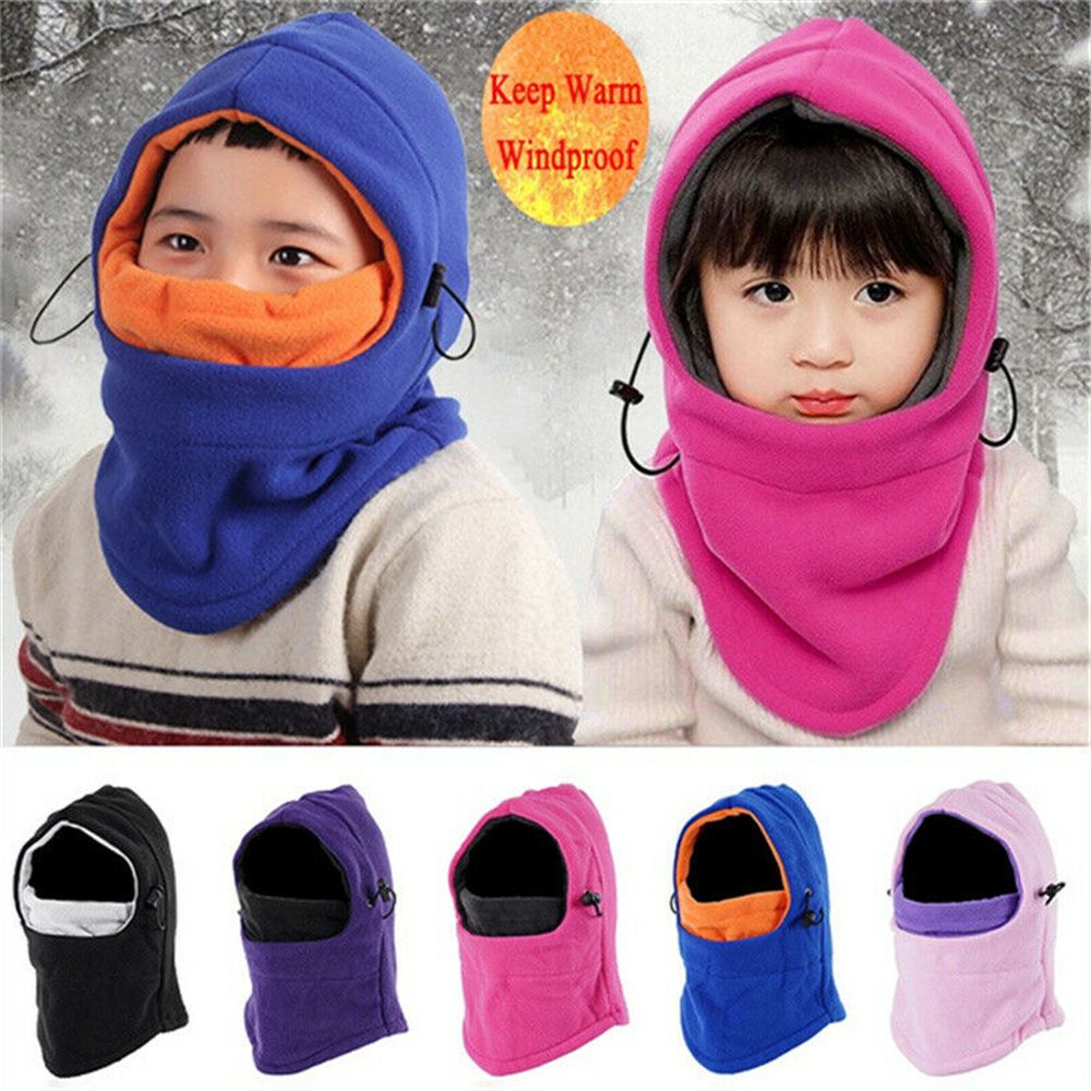 1pc térmico pescoço quente rosto cheio máscara de esqui capuz boné crianças inverno velo balaclava chapéu meninos meninas crianças boné