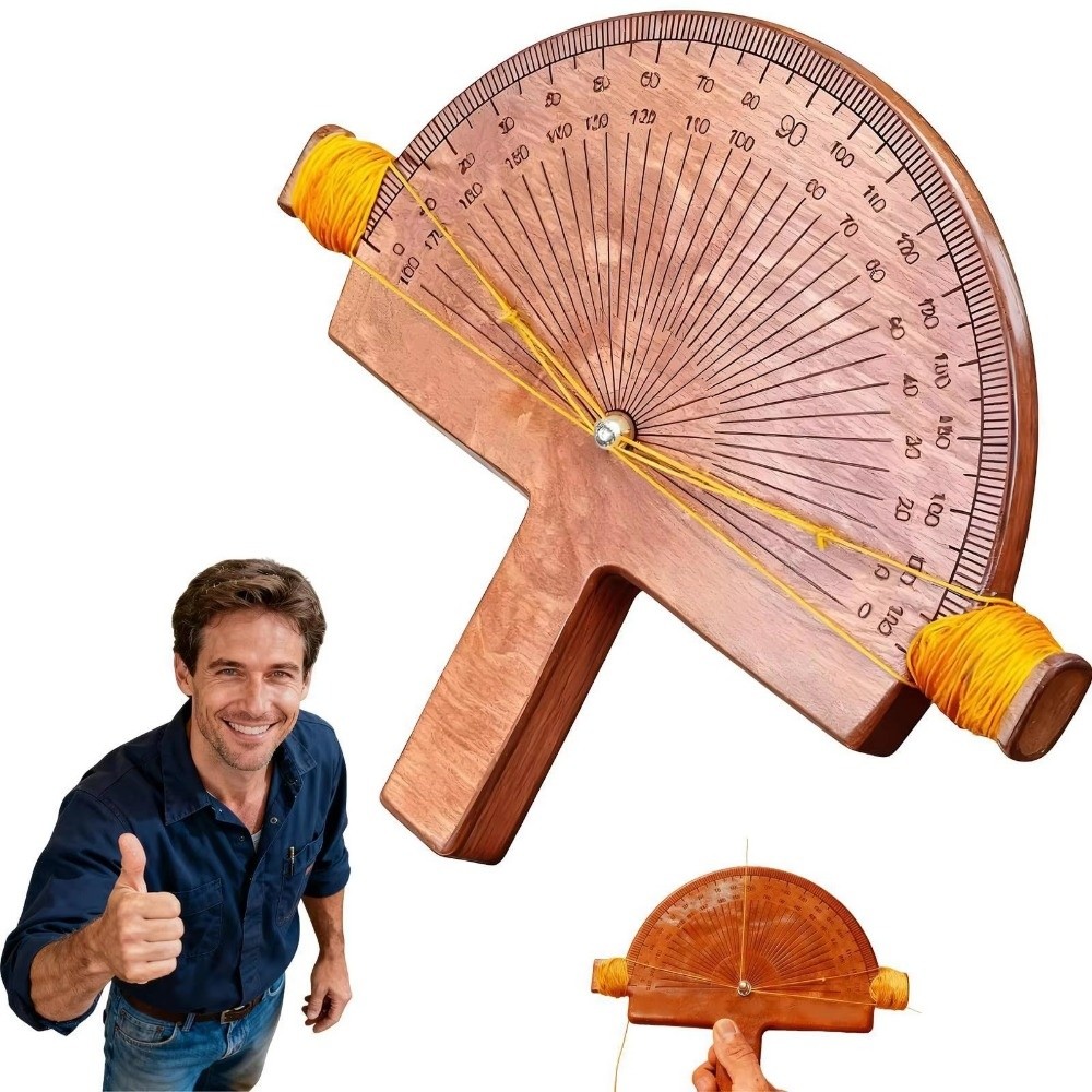 Détecteur d'angle de précision fabriqué à la main, mesure précise en bois, détecteur d'angle, rapporteur gravé au Laser