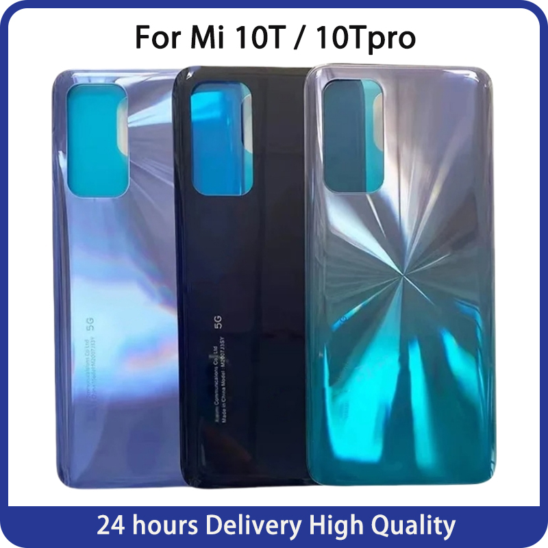 AAA Glass For Xiaomi Mi 10T 10T Pro 5G Battery Cover Hard Back Glass Lid Door Rear Housing Panel Case With Sticker Adhesive