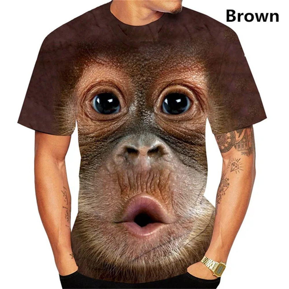 Camiseta con gráfico de labios de mono de beso divertido para hombres, ropa con estampado 3D de Spoof Gorilla, orangután, camisetas de manga corta Unisex